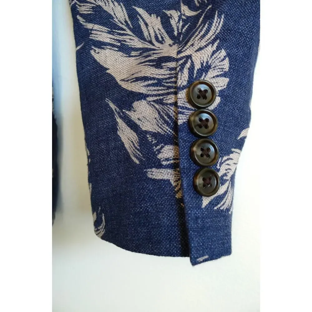 BONOBOS Unconstructed Slim Fit Floral Italian Linen Blazer Jacket Saks 38R $500